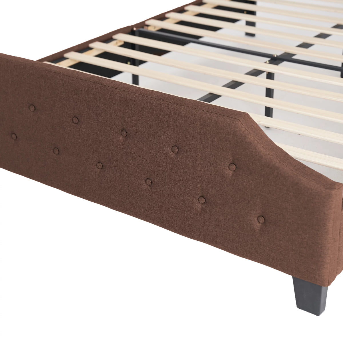 Upholstered Tufted Platform Bed Frame Queen Brown O233688