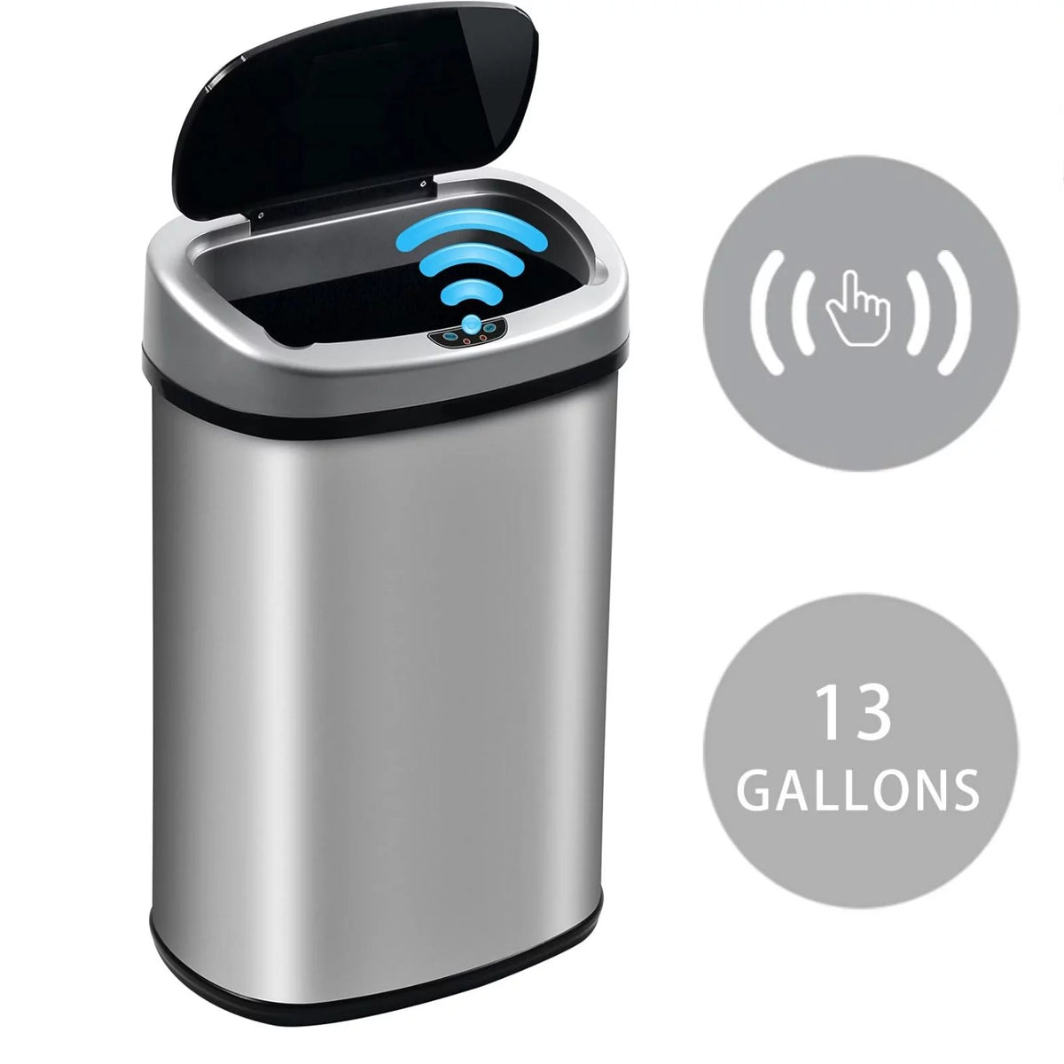 13 Gallon Stainless Steel Automatic Trash Can U73447
