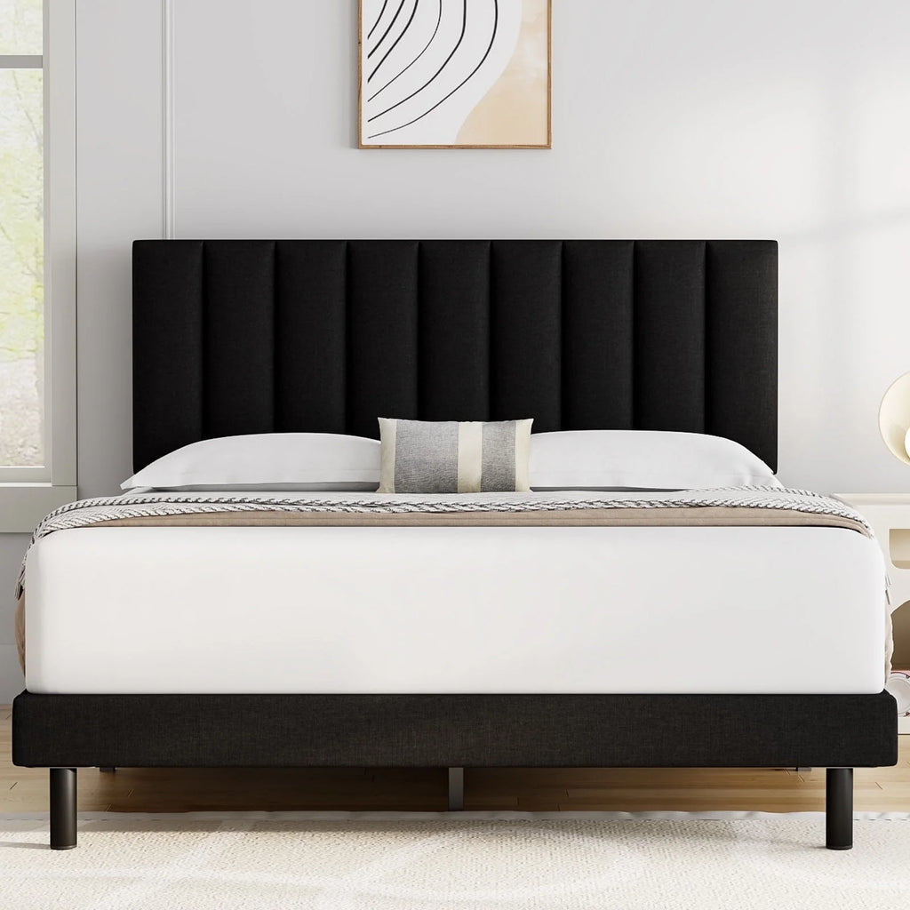 Full Platform Bed Frame with Upholstered Headboard K16836