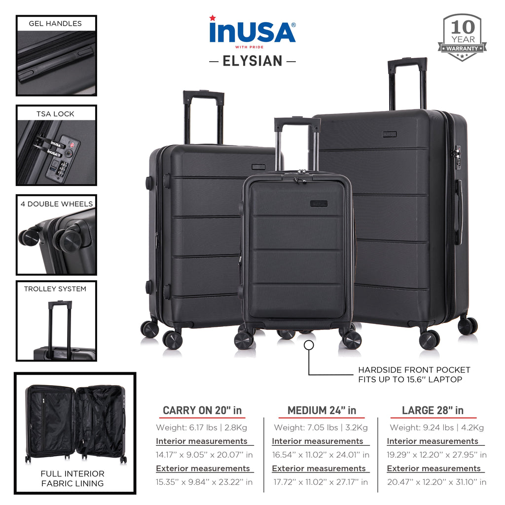Black 3-Piece Hardside Luggage Set with Spinner Wheels S7697