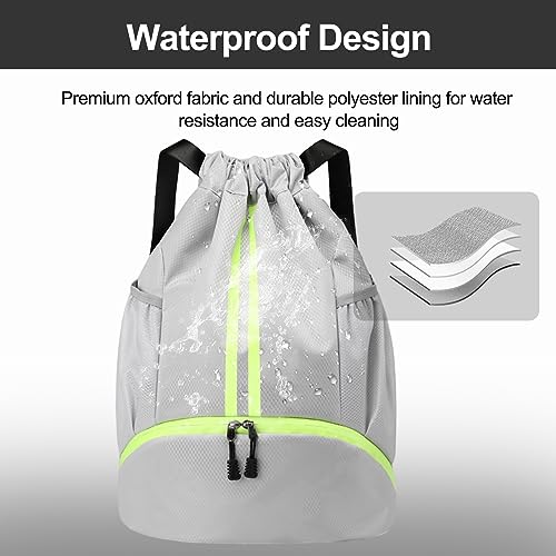 Drawstring Backpack with Shoes Compartment and Wet Proof Pocket U9825