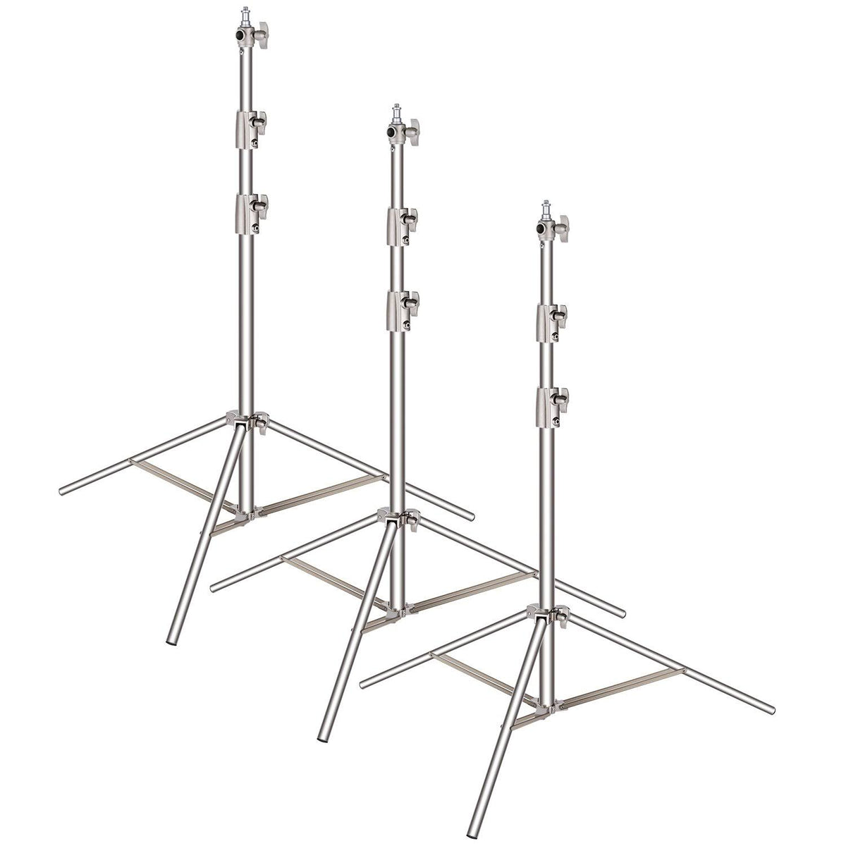 3-Pack Stainless Steel Foldable Light Stand with Universal Adapter D85602