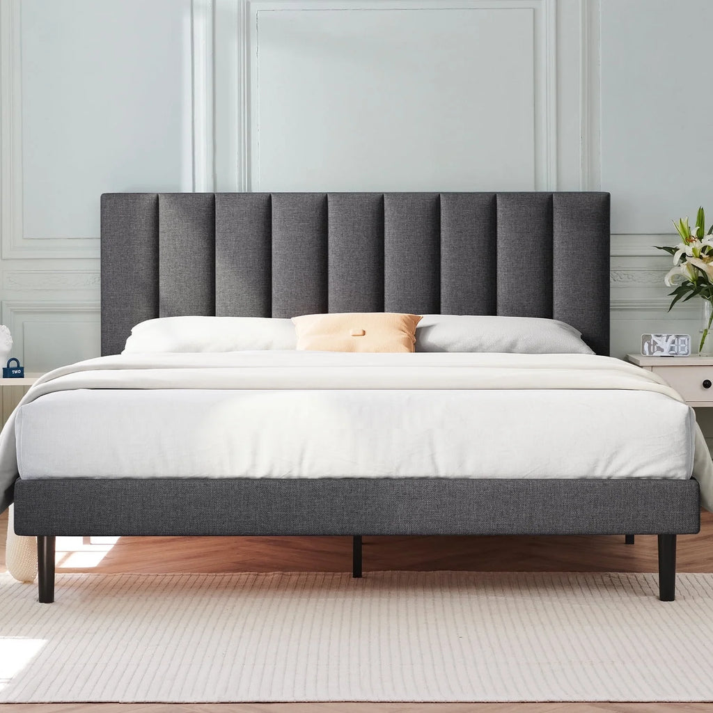 Full Platform Bed Frame with Upholstered Headboard K16836