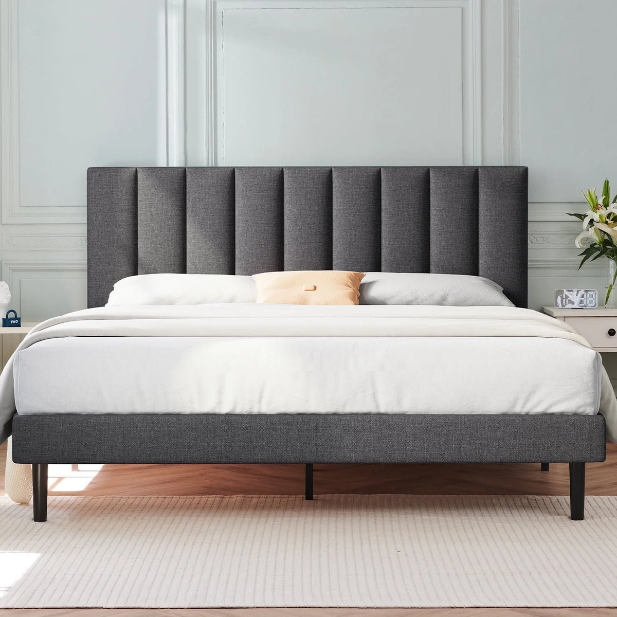 Full Platform Bed Frame with Upholstered Headboard K16836