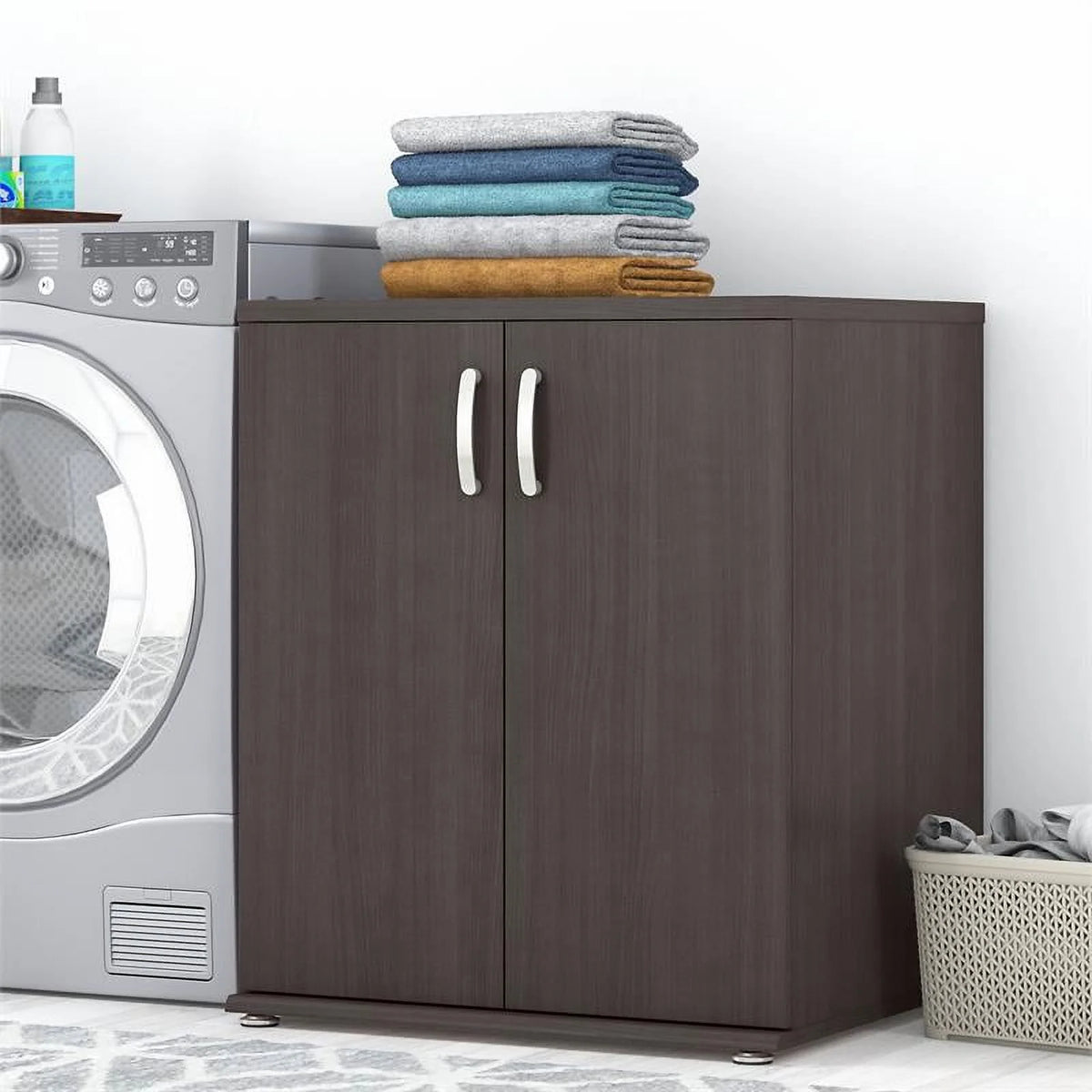 Storm Gray Engineered Wood Cabinet with Doors Y535