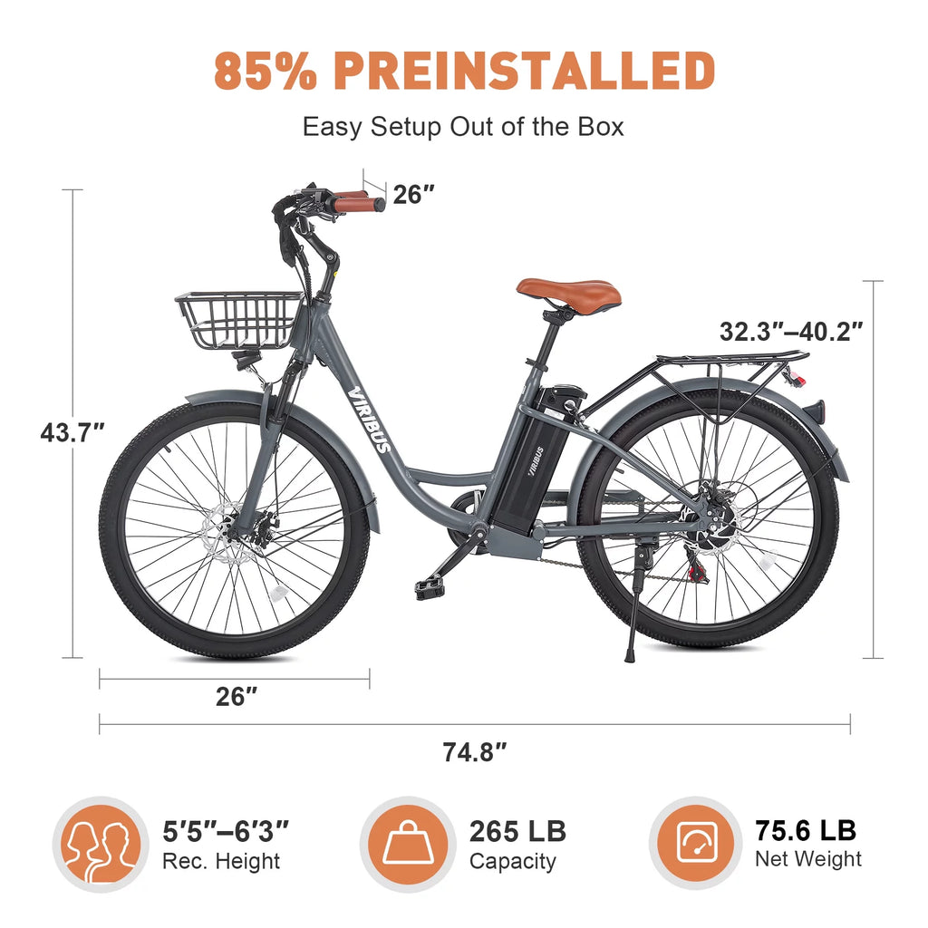 Electric Bike 7 Speed 20mph Black X744