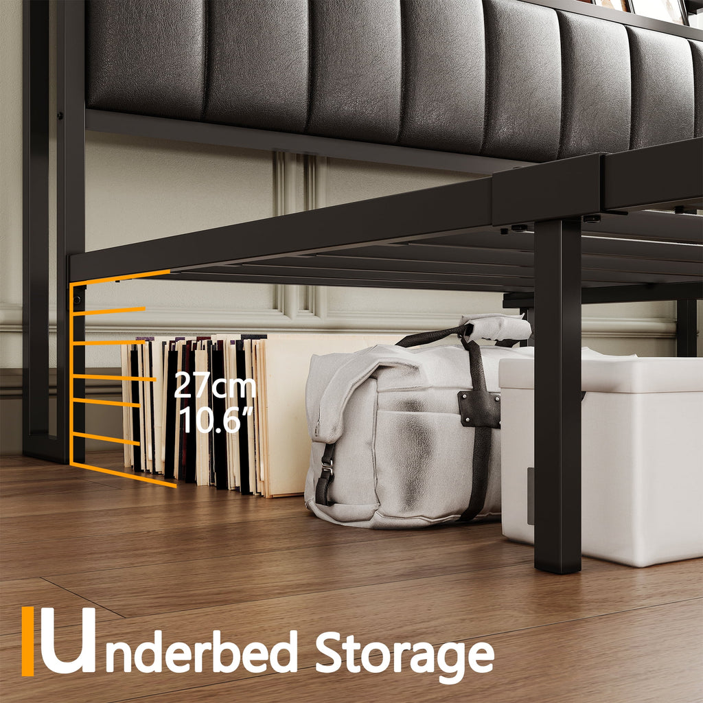 King Storage Bed Frame with Charging Station and Drawers A95008