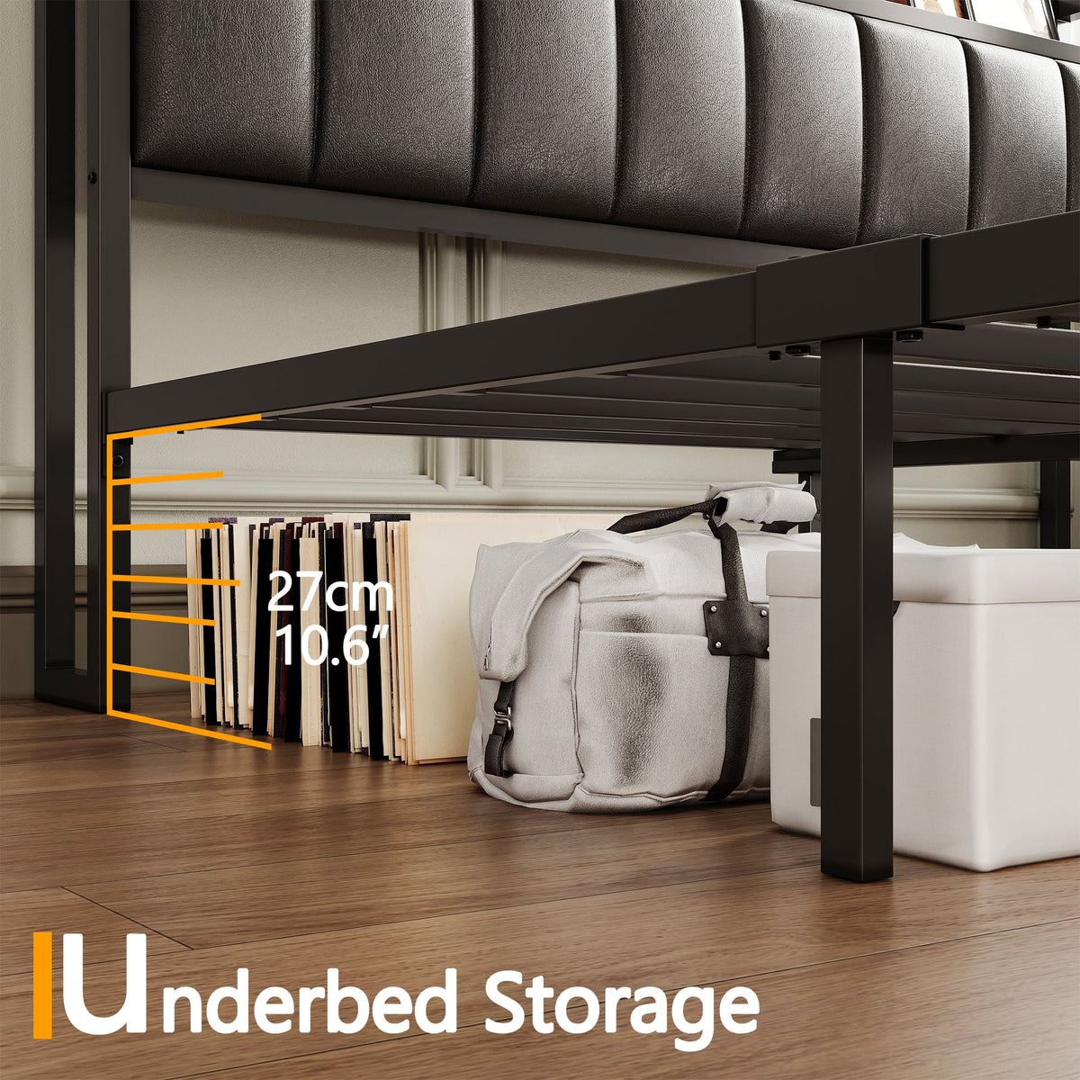 King Storage Bed Frame with Charging Station and Drawers A95008