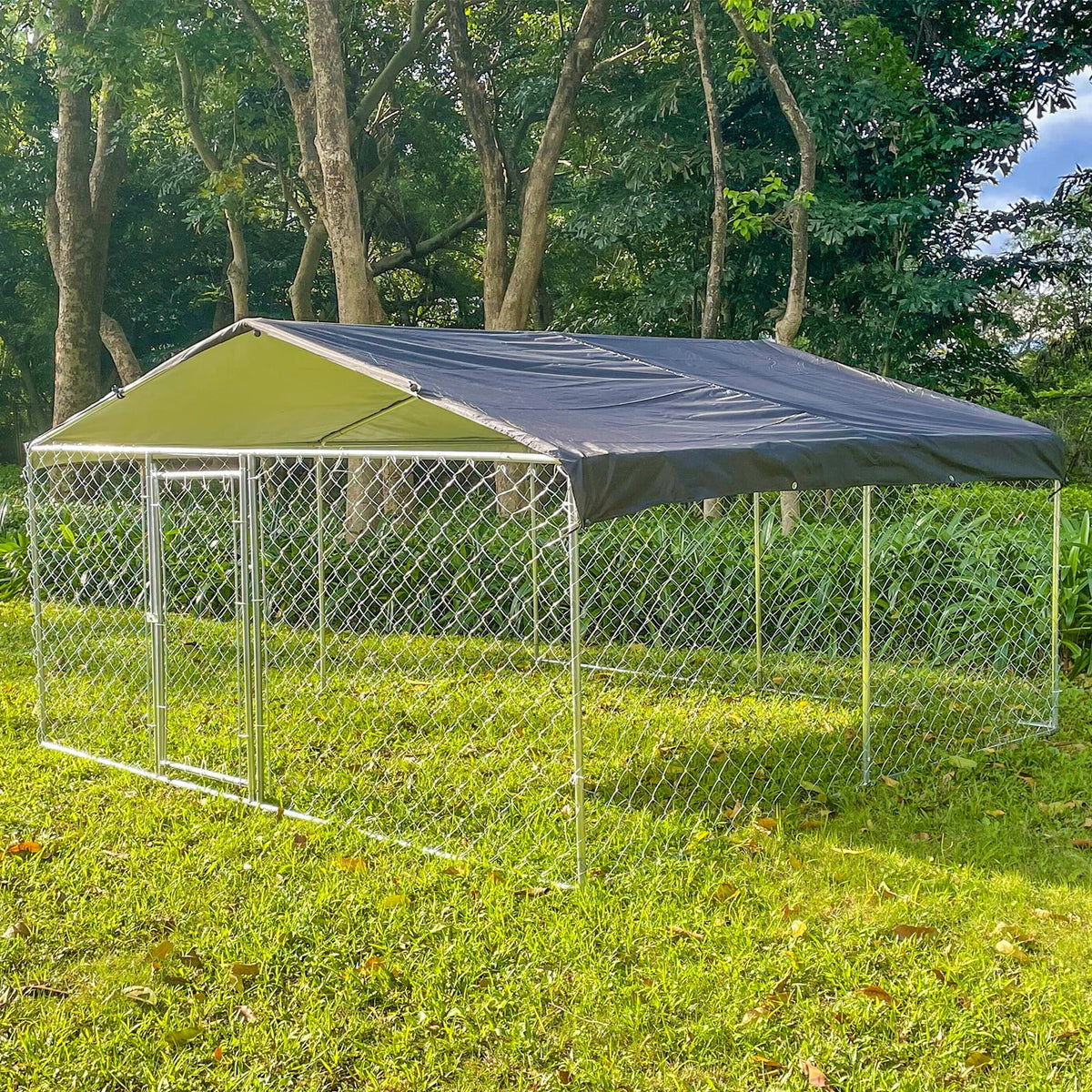 10ft x 10ft Metal Dog Kennel with Roof N98051
