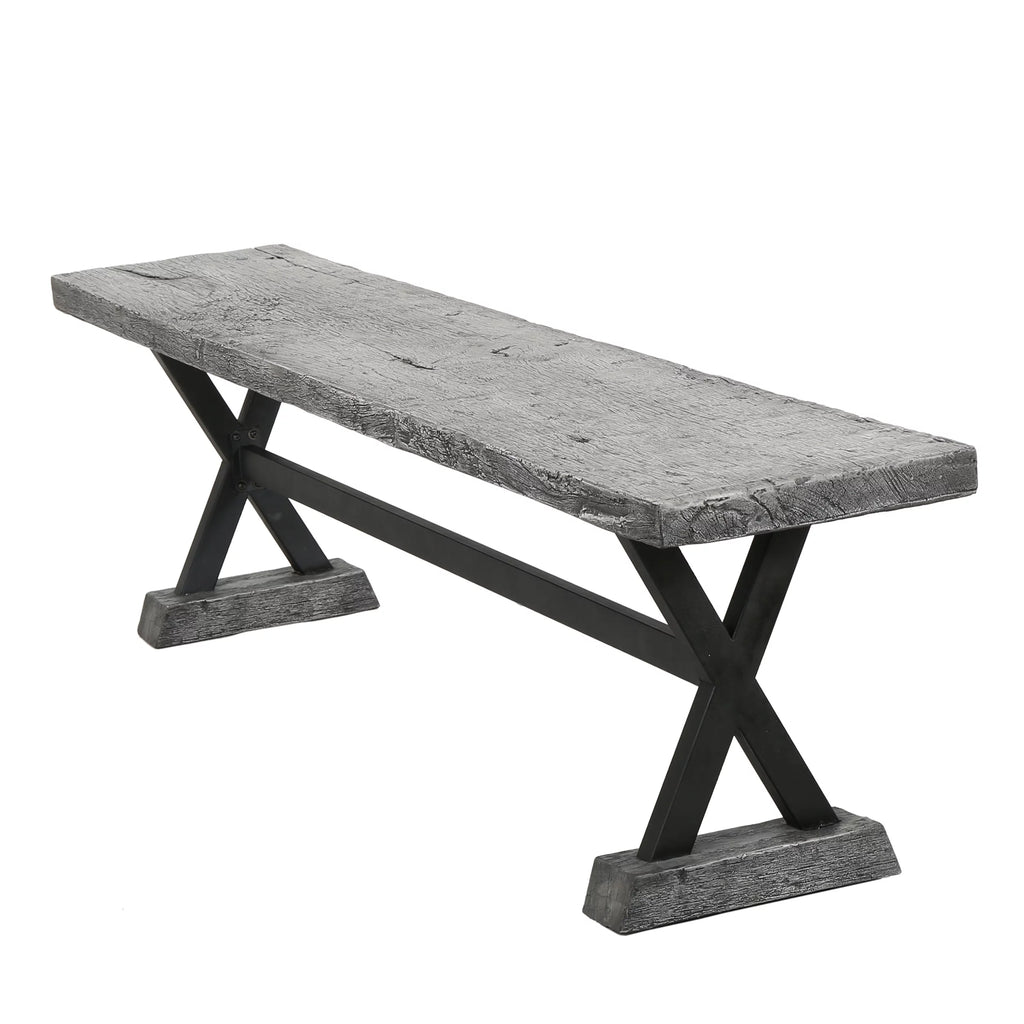 Grey Concrete and Steel Dining Bench J985