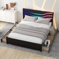 Queen Size Wood Platform Bed Frame with Headboard and 4 Storage Drawers G89910