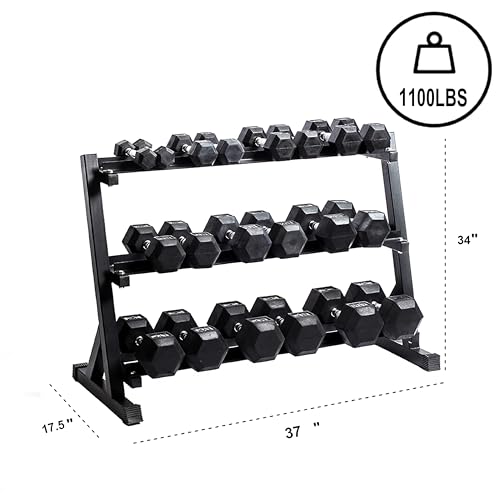 3-Tier Dumbbell Rack Weight Storage Organizer A987779