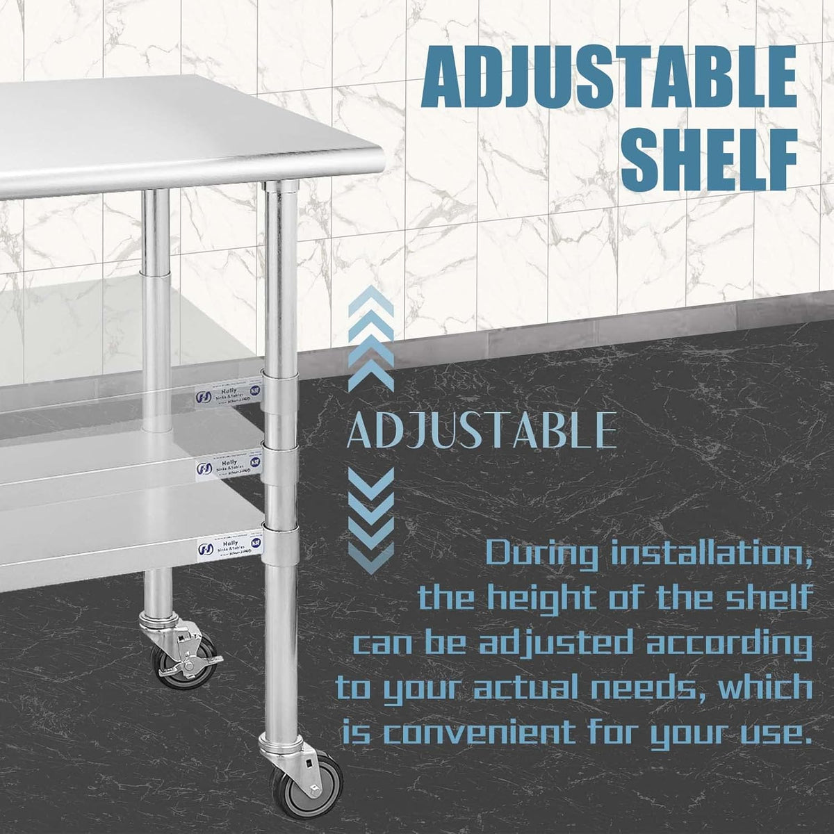 Stainless Steel Table 30 x 48 Inches with Caster Wheels X8094
