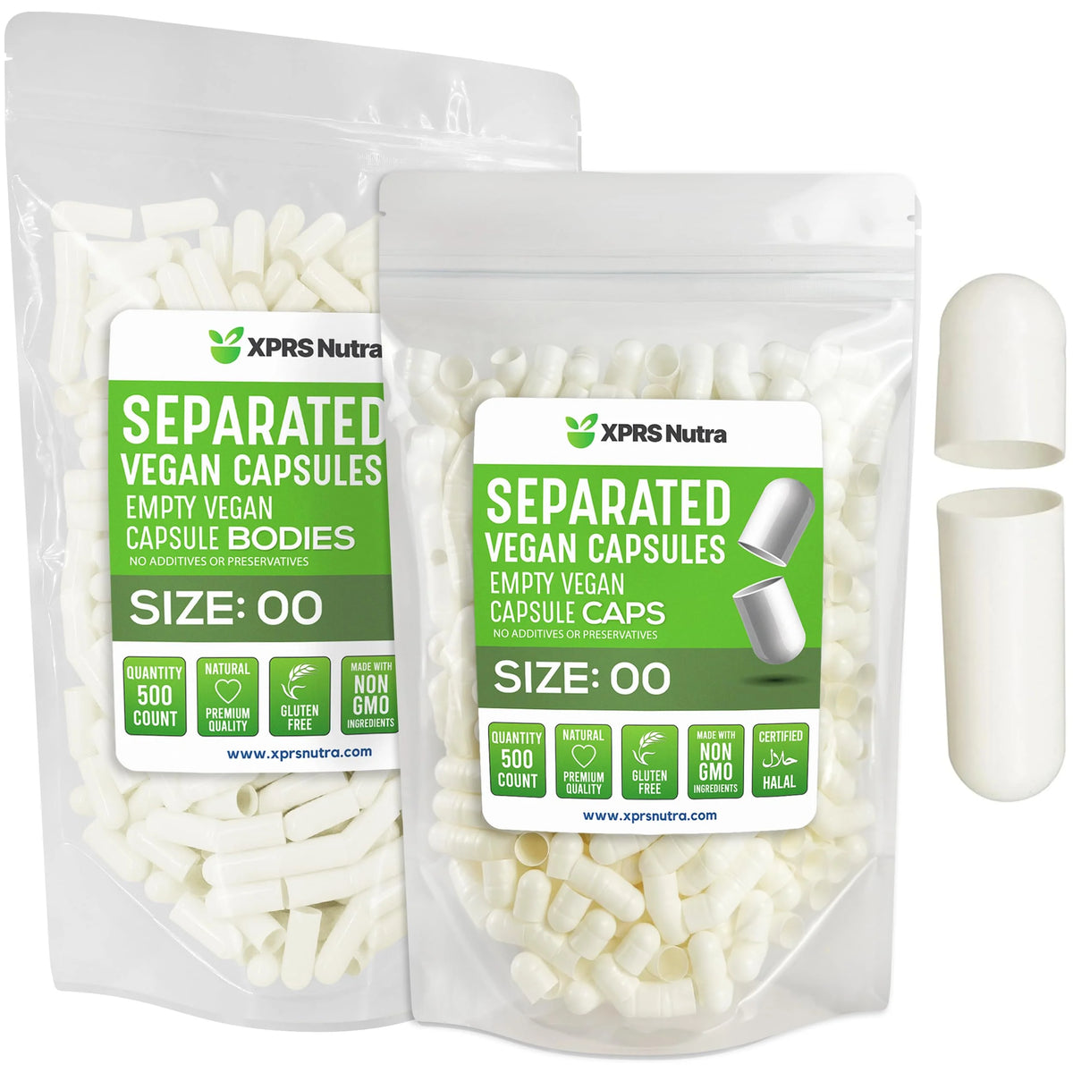 Vegan Size 00 Separated Empty Capsules 100 Count White F65319