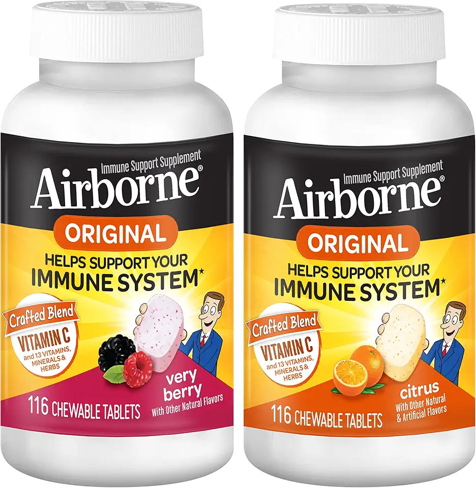 1000mg Vitamin C Chewable Tablets Citrus & Very Berry Flavor with Zinc Vitamins A C & E S341