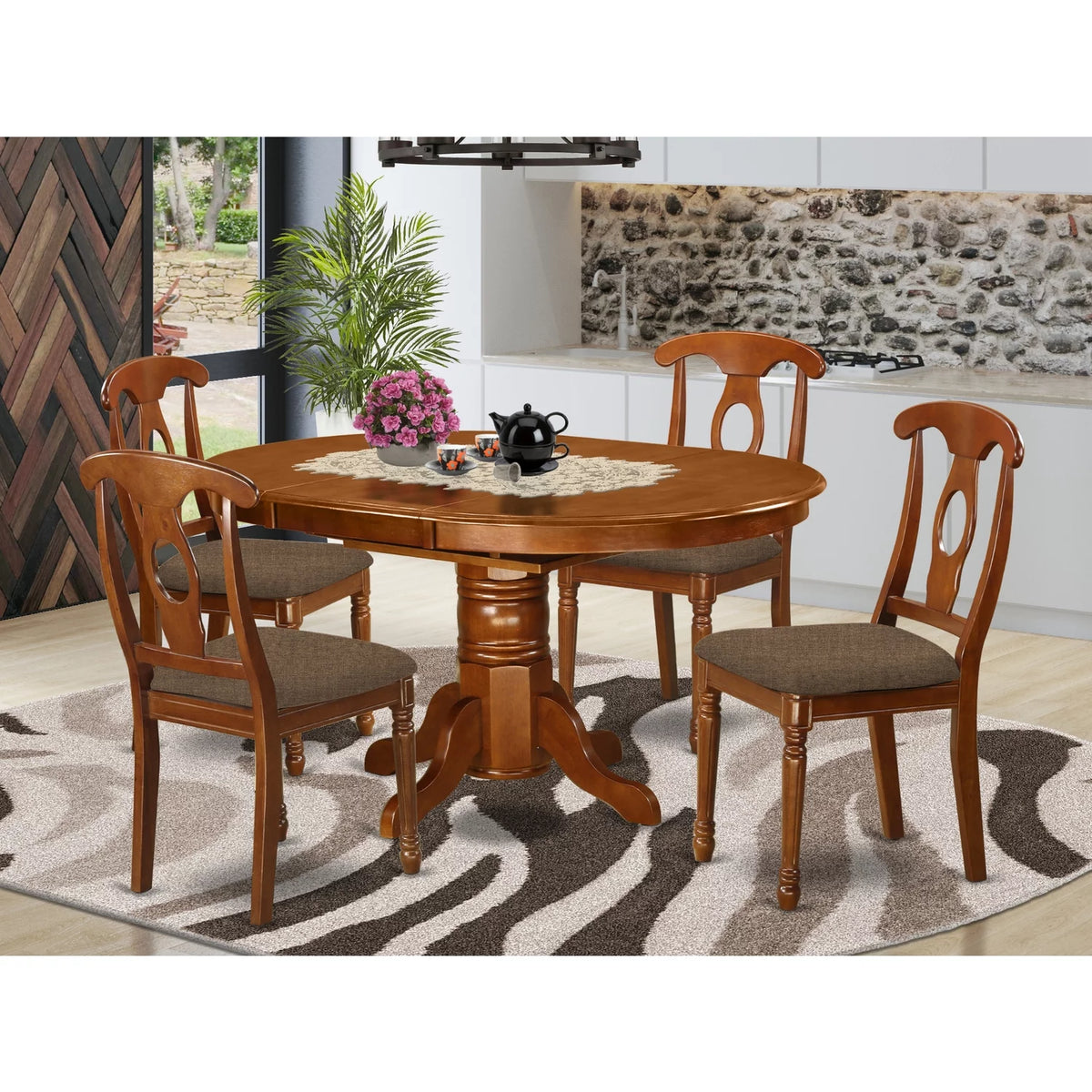 5 Piece Dining Set with Leaf and 4 Chairs G493519