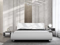 Glossy Black Full Size Platform Bed Frame with Leather Curved Adjustable Headboard K8963