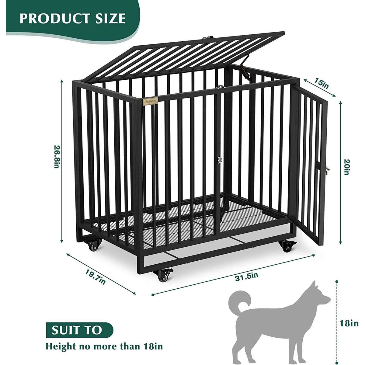 Heavy Duty Steel Dog Crate with 4 Wheels I294466