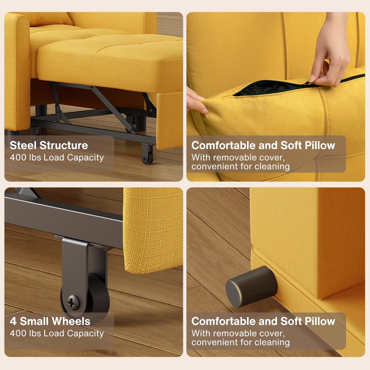 Yellow Convertible Sofa Bed G134275