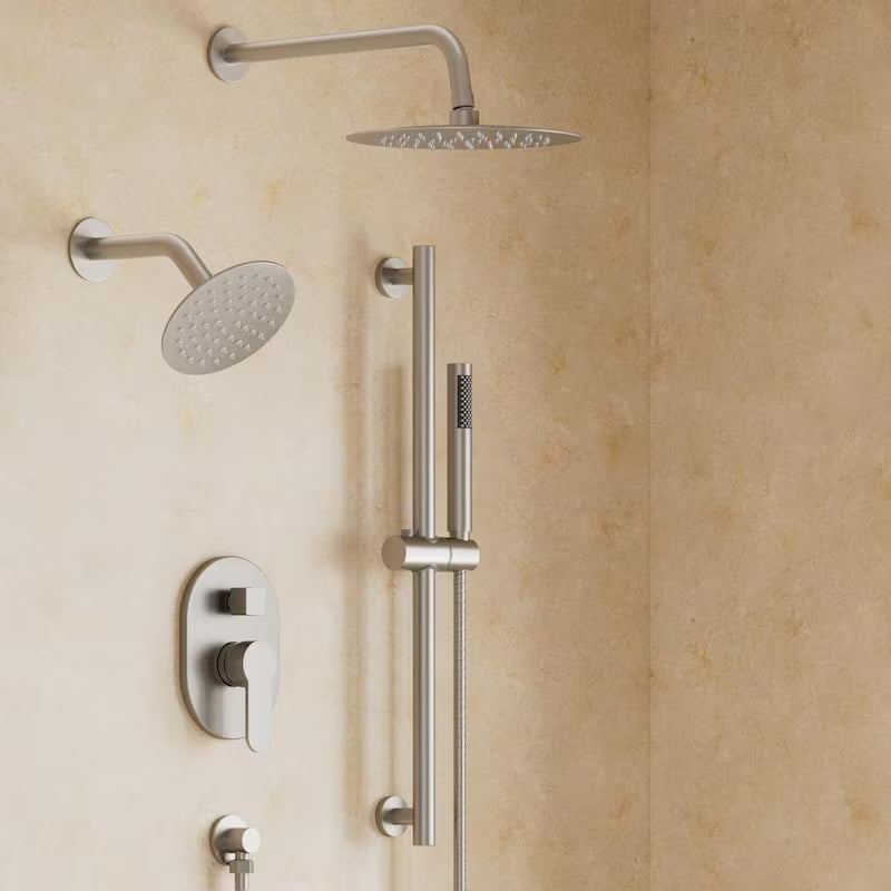 Wall Mounted Dual Shower Head and Handheld Shower Head 2.5 GPM Brushed Nickel F83398