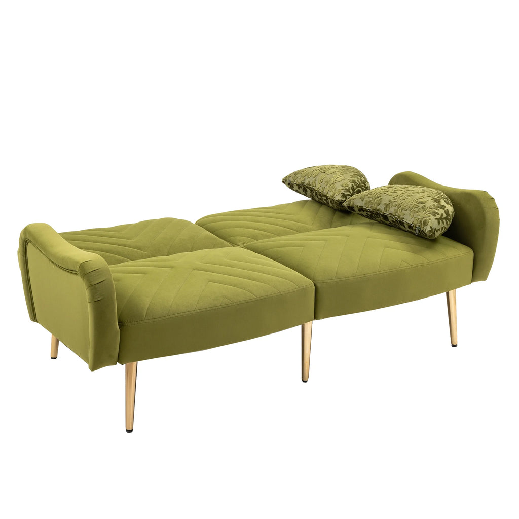 65" Green Upholstered Convertible Sleeper Sofa Bed S1656