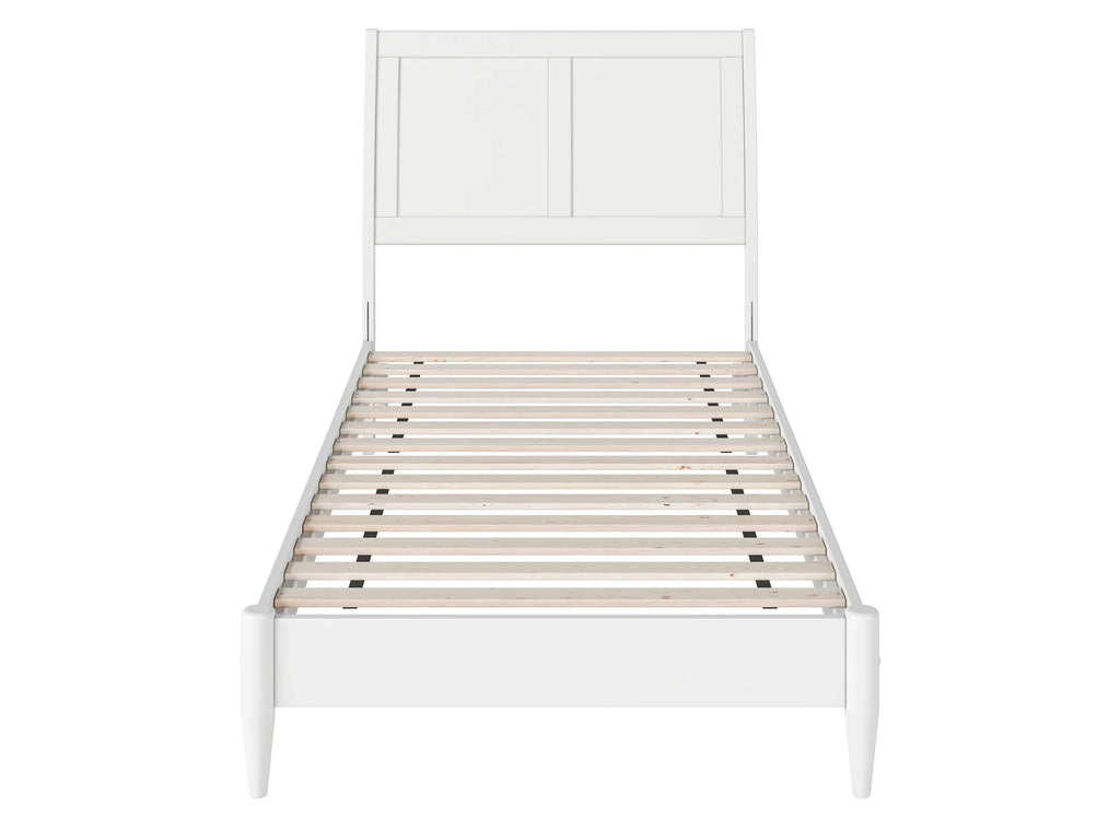 White Twin XL Solid Wood Sleigh Platform Bed T993