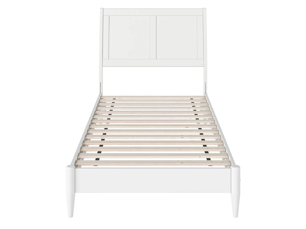 White Twin XL Solid Wood Sleigh Platform Bed T993