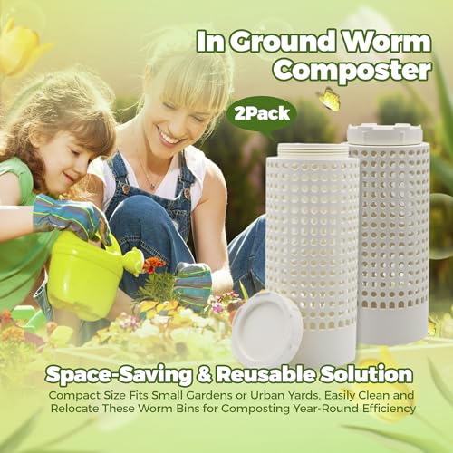 2 Pack White PVC In Ground Worm Composter B484