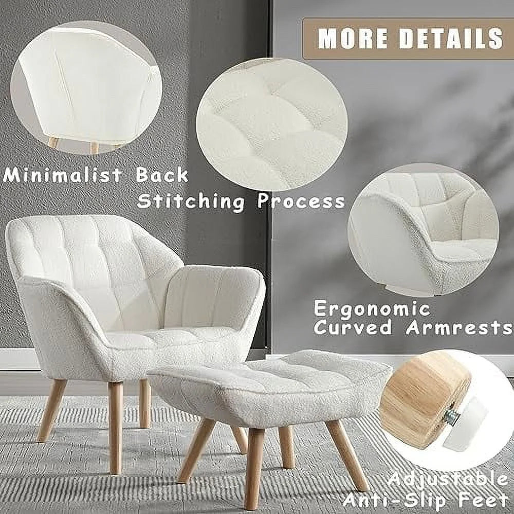 Sherpa Accent Chair with Ottoman V6089