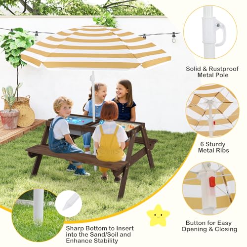 Kids 4 in 1 Sand and Water Table with Umbrella I2727