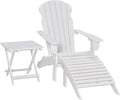 White 3-Piece Folding Adirondack Chair with Ottoman and Side Table C8676