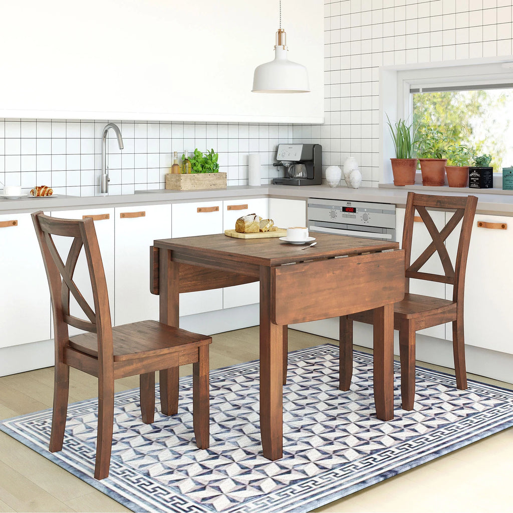 3-Piece Wood Drop Leaf Dining Table Set with 2 Chairs J680216