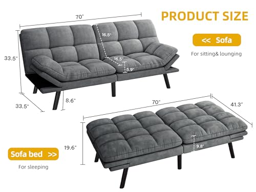 Grey Convertible Futon Sofa Bed E7166