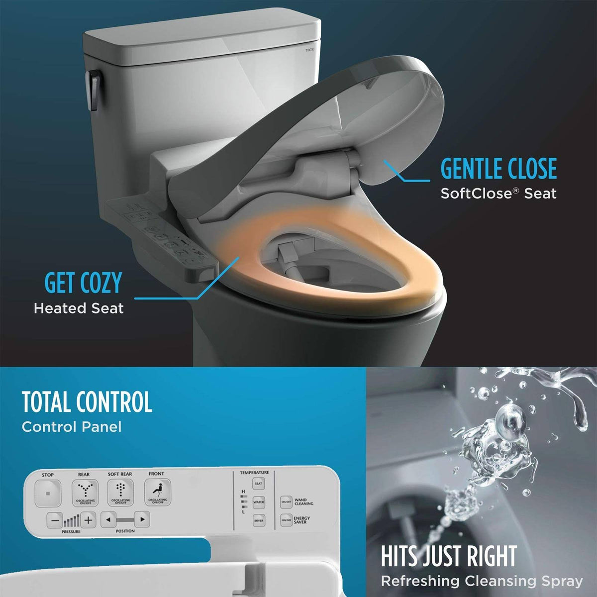 Elongated Bidet Toilet Seat, White W300