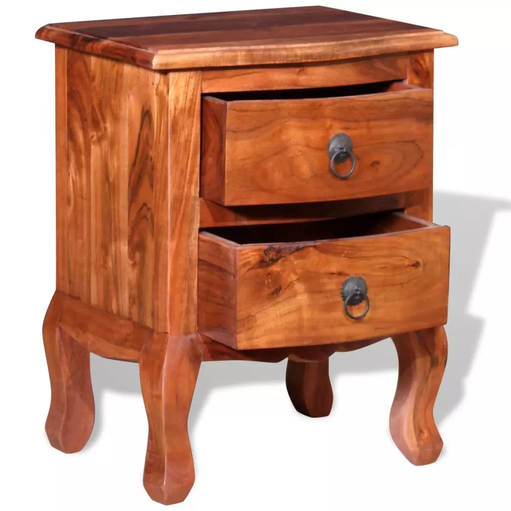 Nightstand with Drawers Solid Acacia Wood U62698