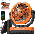 24000mAh Rechargeable Battery Operated Camping Fan with Light & Hook N61942