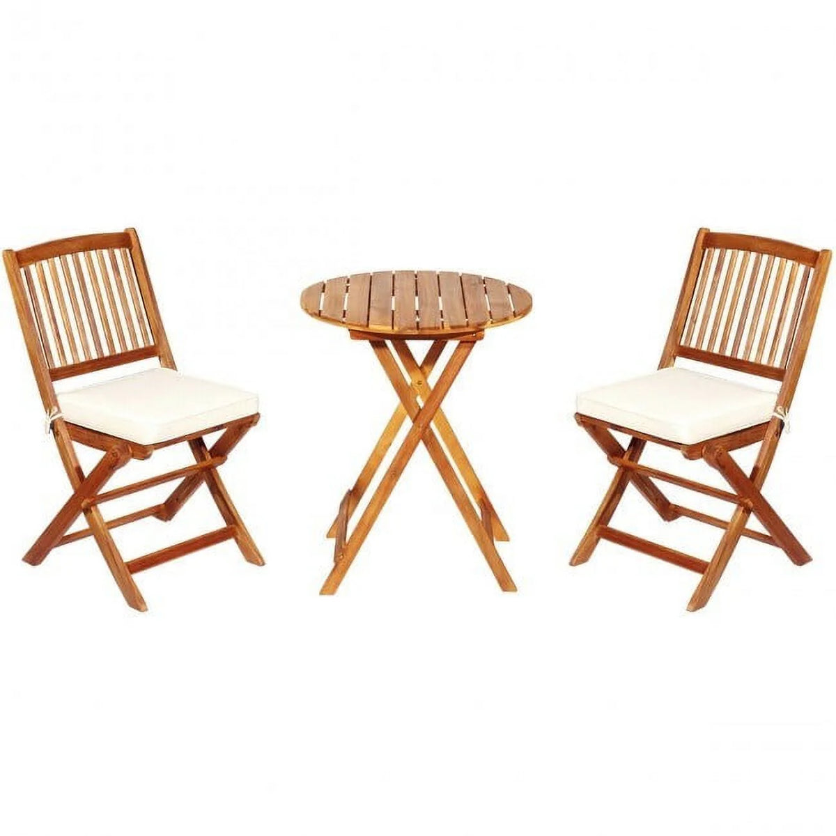 3-Piece Wooden Bistro Set with Cushioned Chairs P88696
