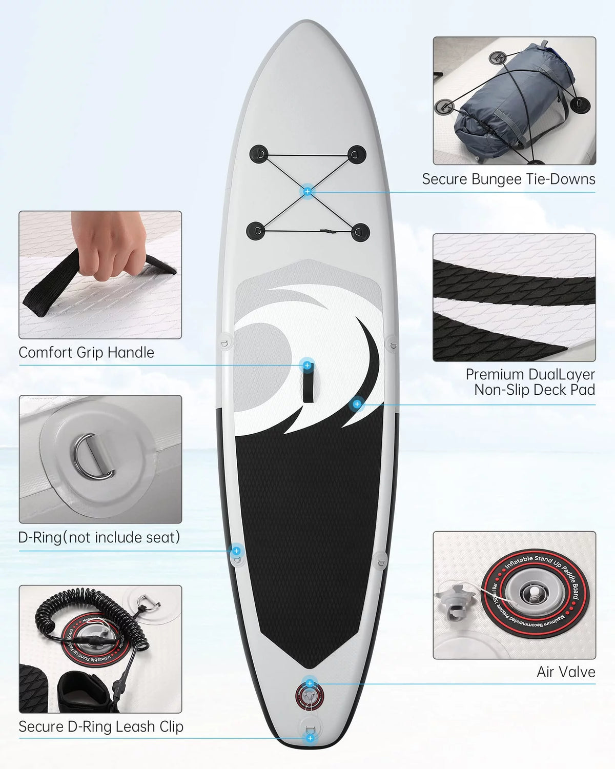 Inflatable Stand up Paddle Board with Triple Action Pump Green D675