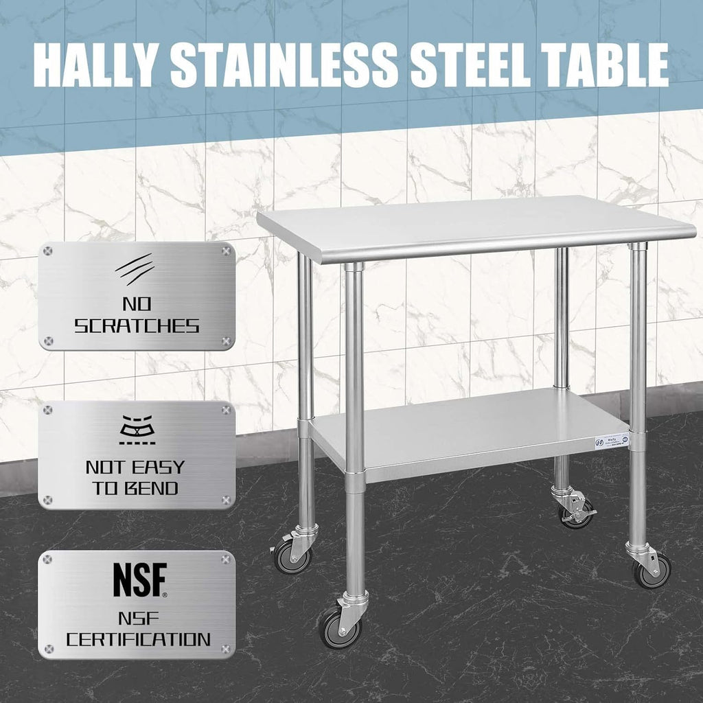 Stainless Steel Table 30 x 48 Inches with Caster Wheels X8094