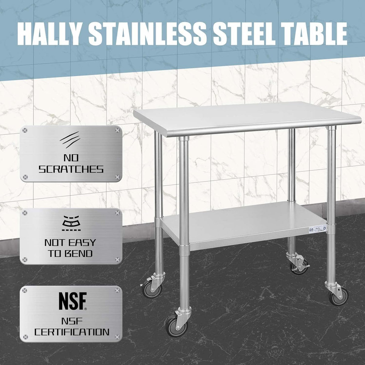 Stainless Steel Table 30 x 48 Inches with Caster Wheels X8094