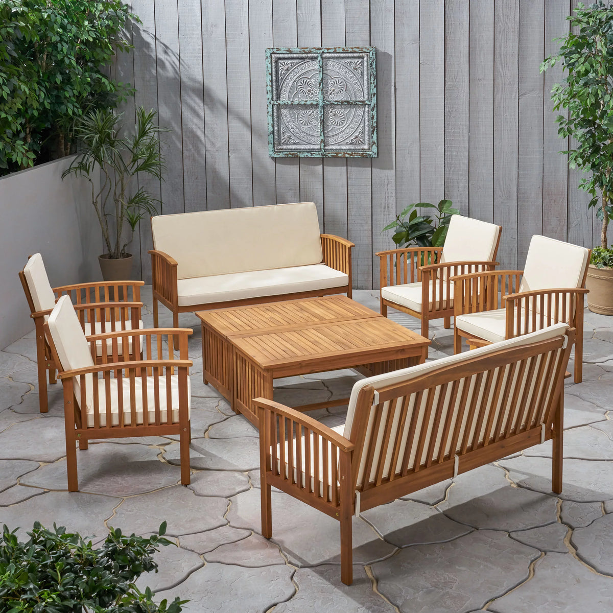 8 Piece Outdoor Wood Sofa Conversation Set T46515