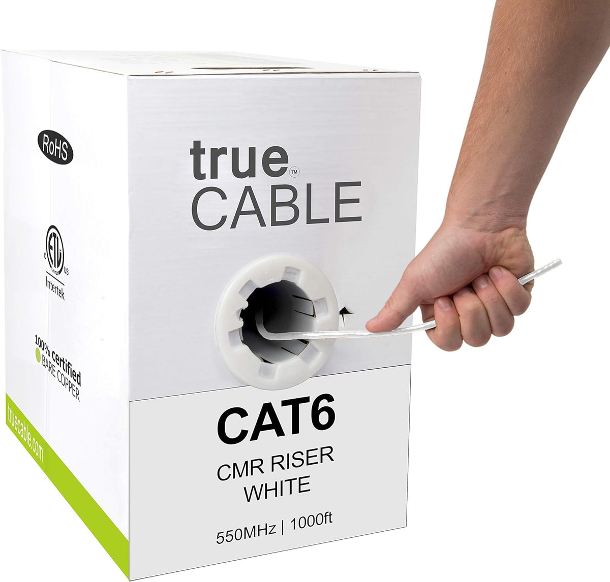 Cat6 Riser 1000ft Green 23AWG Bare Copper UTP Bulk Ethernet Cable Y605