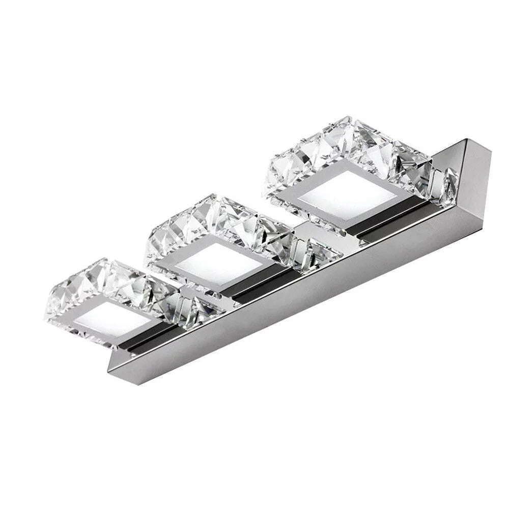 18In 3 Lights Stainless Steel Crystal Vanity Wall Light T844972