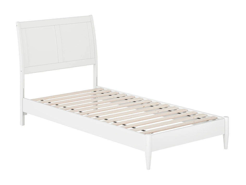 White Twin XL Solid Wood Sleigh Platform Bed T993
