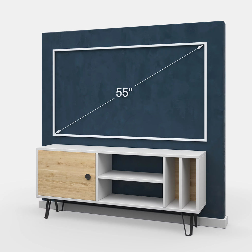 White Oak 2 Tier TV Stand with Doors C26760