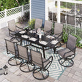 9 Piece Metal Outdoor Patio Dining Set with Swivel Chairs and Extendable Table T514481
