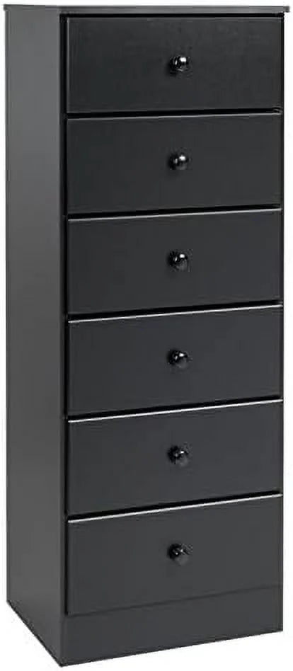 52" Tall 6 Drawer Black Wood Chest X235206