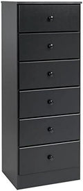 52" Tall 6 Drawer Black Wood Chest X235206