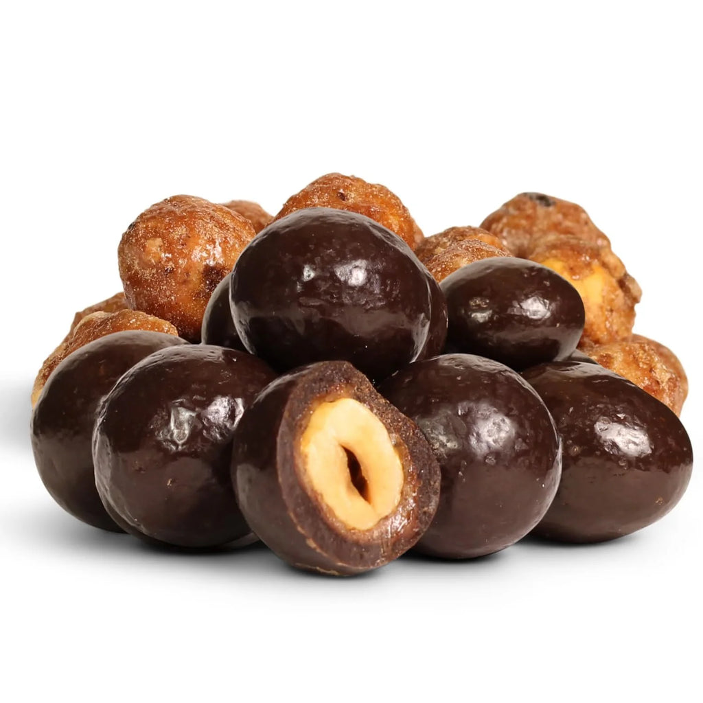 Dark Chocolate Covered Toffee Coated Hazelnuts 5 lbs N1563