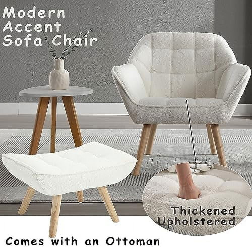 Sherpa Accent Chair with Ottoman V6089